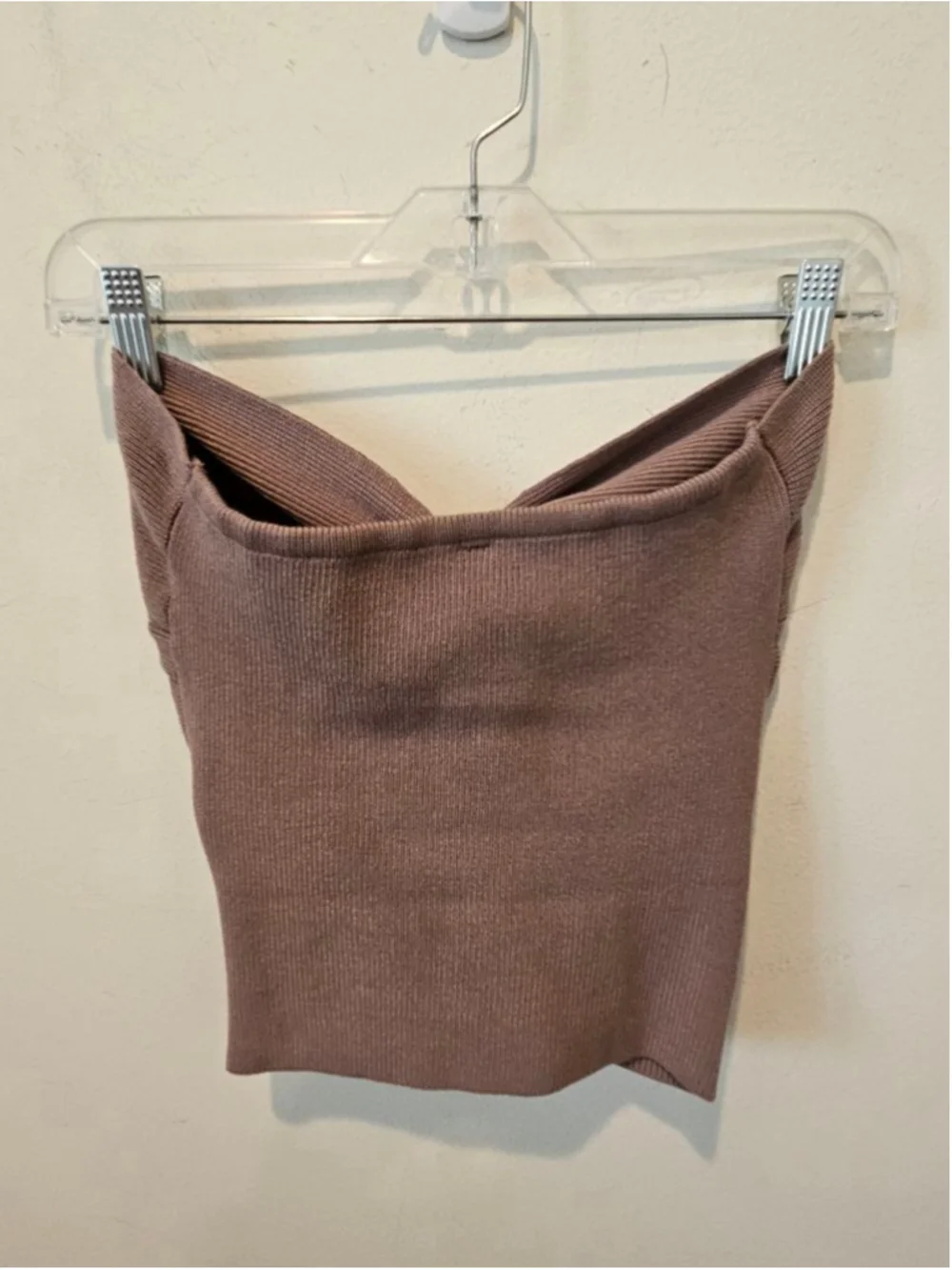 Women's ANRABESS NWT Brown Ribbed Knit Bandeau Tube Top S - Picture 8 of 12